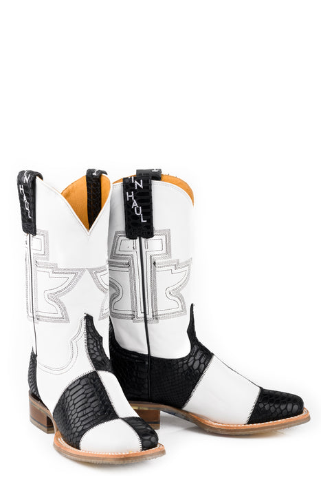 Women's Tin Haul "Black & White" Square Toe Boot