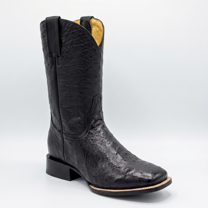 Mens Stetson Black Smooth Ostrich Square Toe Boot