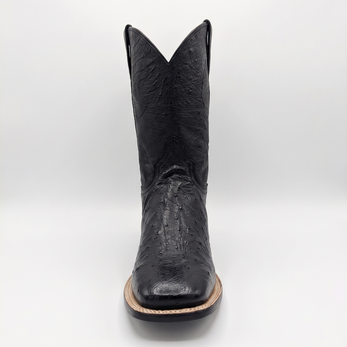 Mens Stetson Black Smooth Ostrich Square Toe Boot