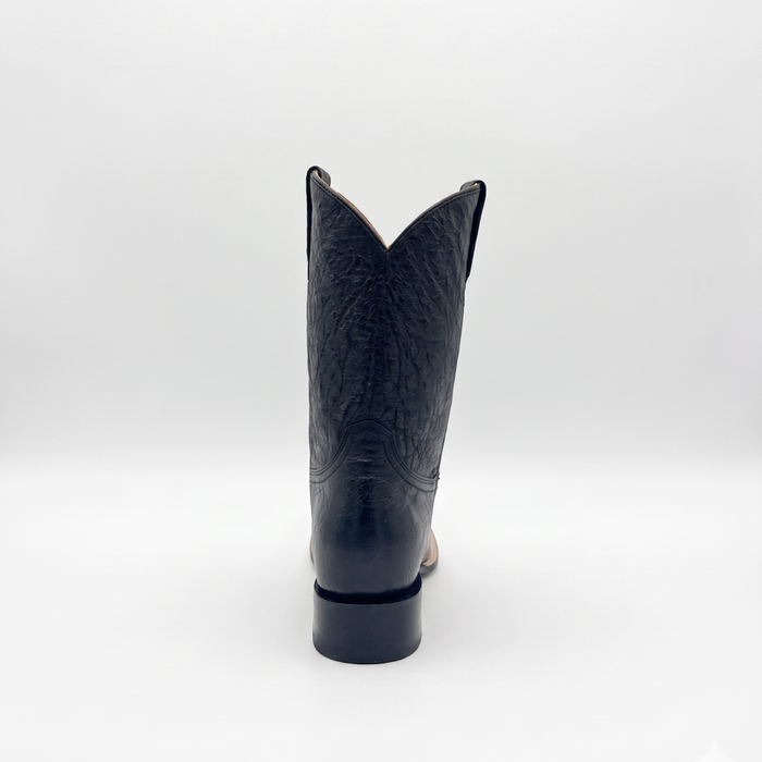 Mens Stetson Black Smooth Ostrich Square Toe Boot