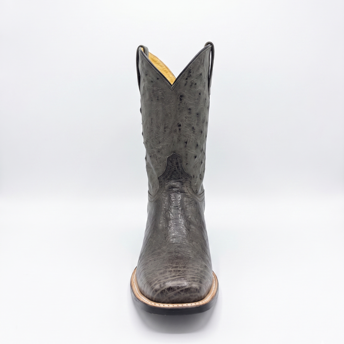 Mens Stetson Grey Smooth Ostrich Cutter Toe Boot