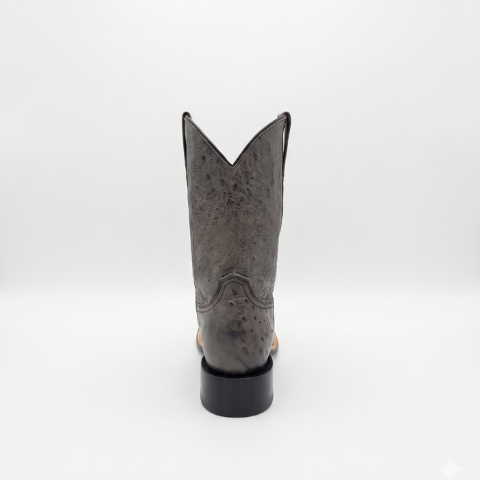 Mens Stetson Grey Smooth Ostrich Cutter Toe Boot
