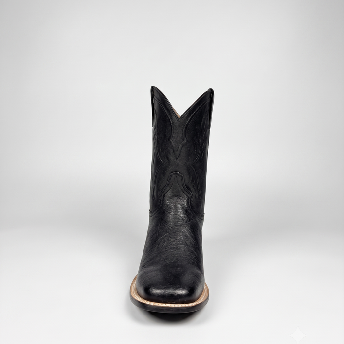 Mens Stetson Black Smooth Ostrich Square Toe Boot