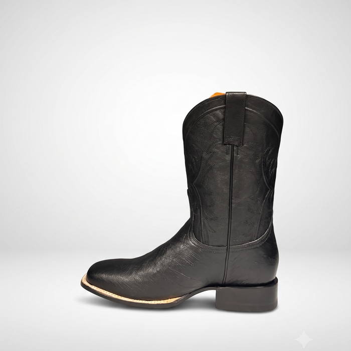Mens Stetson Black Smooth Ostrich Square Toe Boot