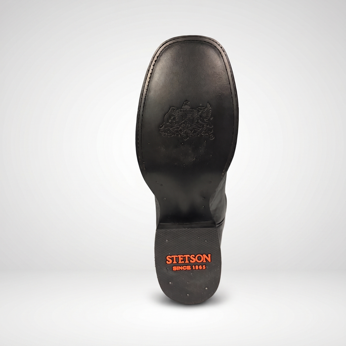 Mens Stetson Black Smooth Ostrich Square Toe Boot