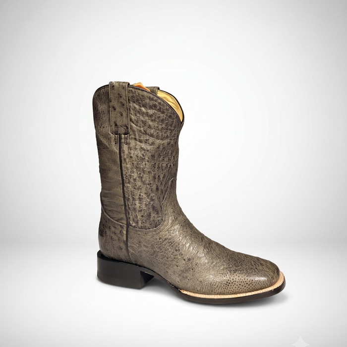 Mens Stetson Grey Smooth Ostrich Square Toe Boot