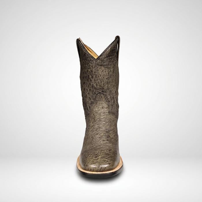 Mens Stetson Grey Smooth Ostrich Square Toe Boot