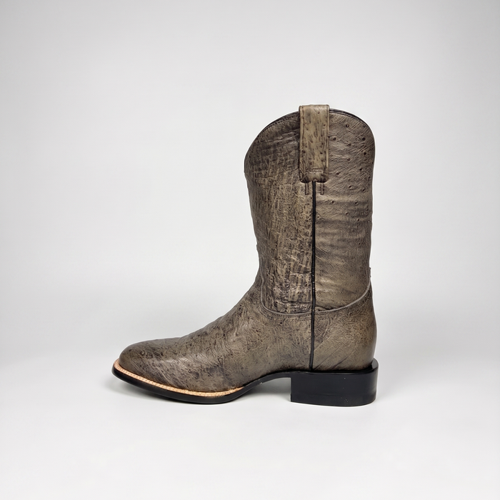 Mens Stetson Grey Smooth Ostrich Square Toe Boot
