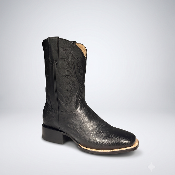 Mens Stetson Black Smooth Ostrich Square Toe Boot