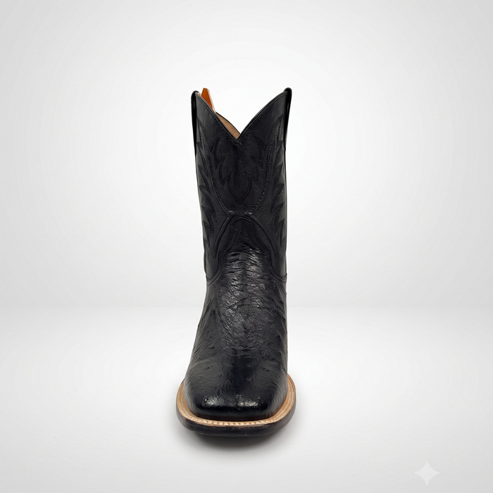 Mens Stetson Black Smooth Ostrich Square Toe Boot