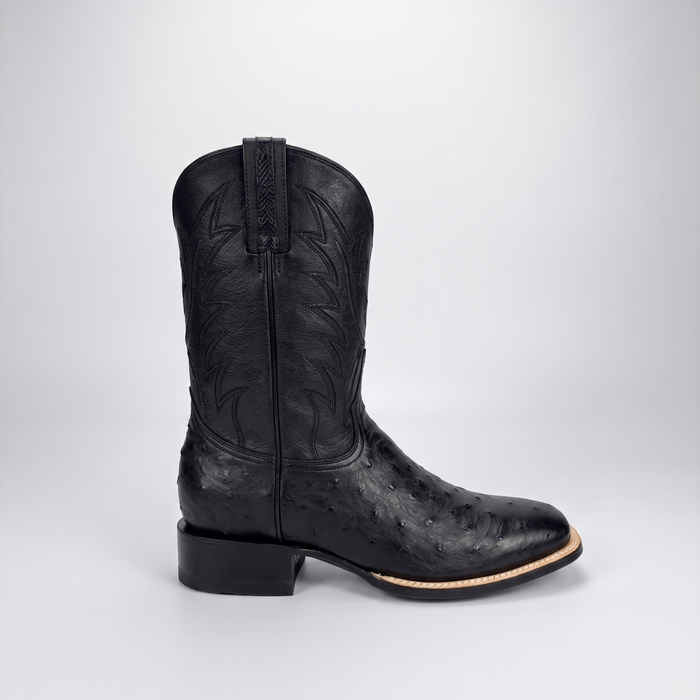 Mens Stetson Black Smooth Ostrich Square Toe Boot