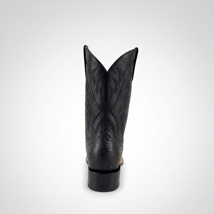 Mens Stetson Black Smooth Ostrich Square Toe Boot