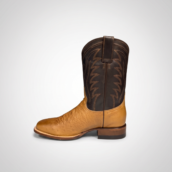 Mens Stetson Dark Tan Smooth Ostrich Square Toe Boot