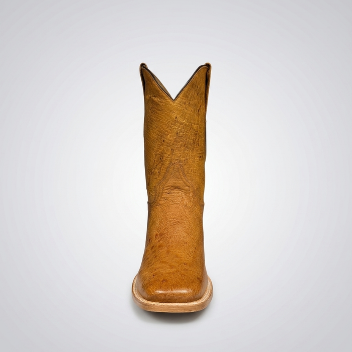 Mens Stetson Tan Smooth Ostrich Square Toe Boots