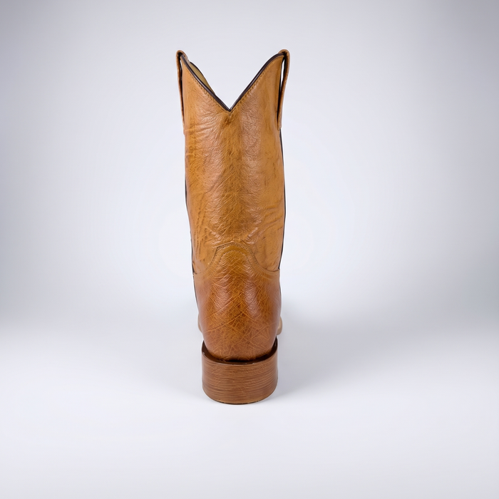 Mens Stetson Tan Smooth Ostrich Square Toe Boots