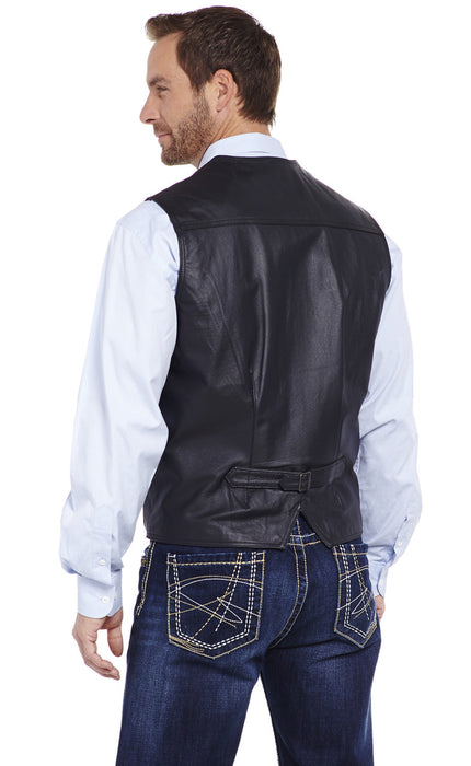 Men's Cripple Creek Snap Front Leather Vest - Talls