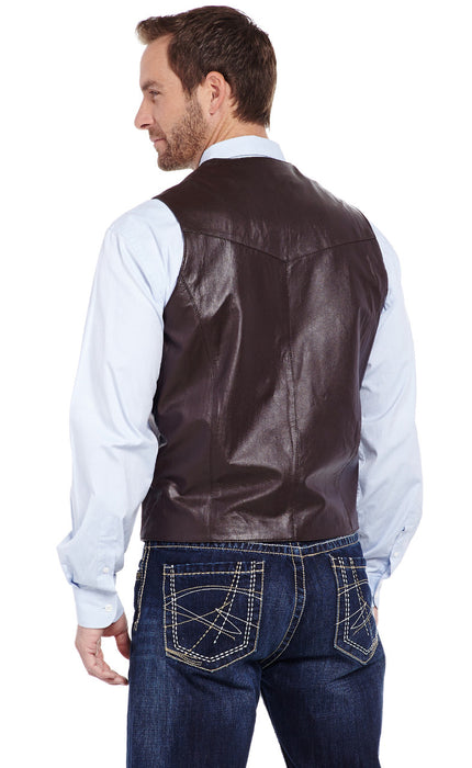 Men's Cripple Creek Button Front Lamb Leather Vest