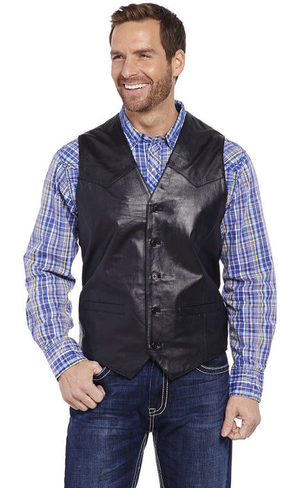 Men's Cripple Creek Button Front Lamb Leather Vest