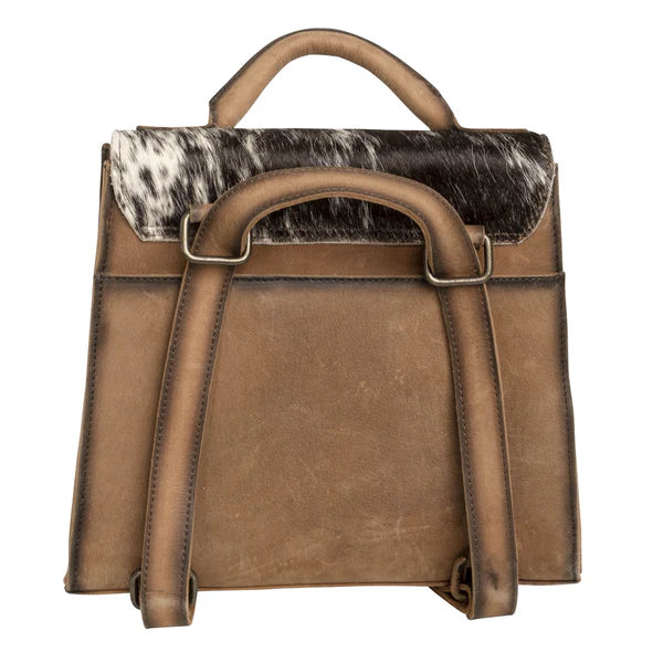 cowhide leather backpack brown 14x13x7 in this backpack combines rugged style with everyday function STS Ranchwear Cowhide Remi Convertible