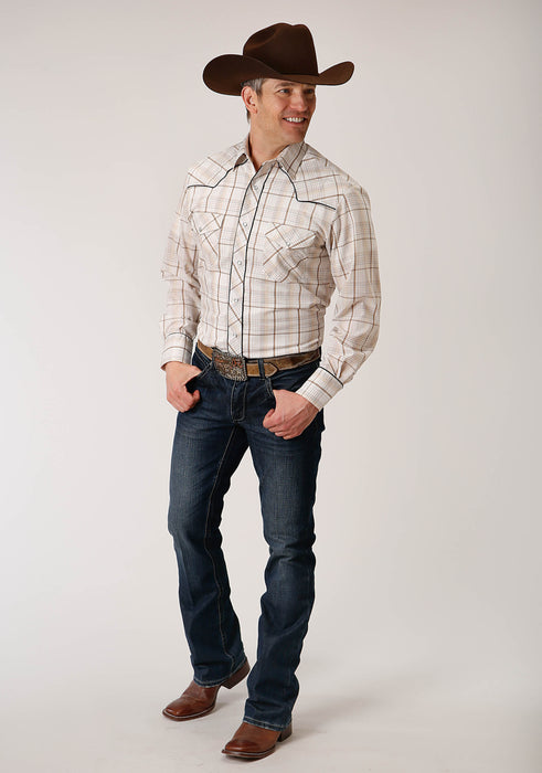 Roper Tan & Cream Long Sleeve Western Shirt