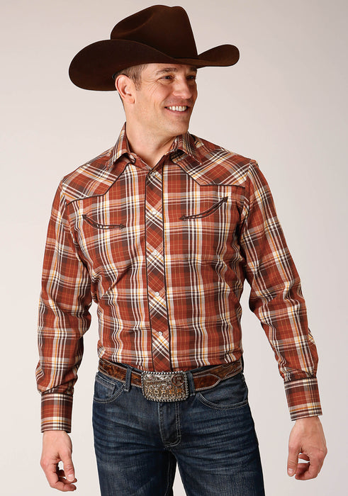 Roper Brown Plaid Long Sleeve Western Shirt