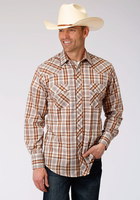 Men's Roper Brown Multi Plaid Western Shirt