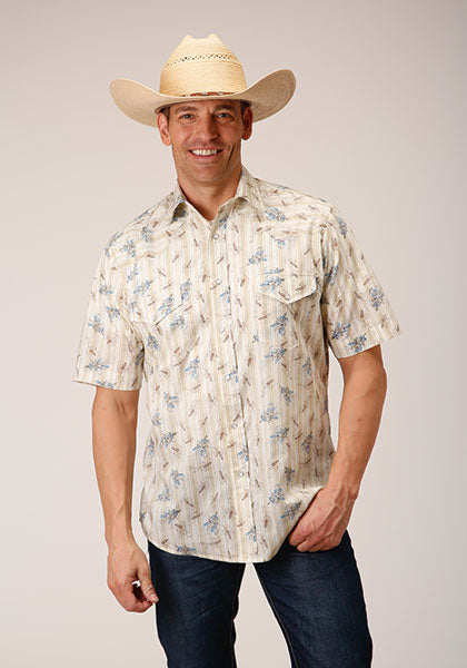 Men's Roper Vintage Wheat Print Western Shirt — Way Out West
