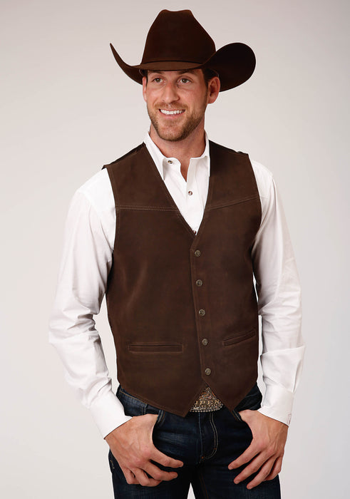 Men's Roper Brown Suede Western Vest
