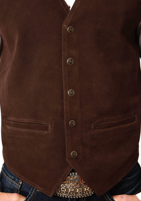 Men's Roper Brown Suede Western Vest