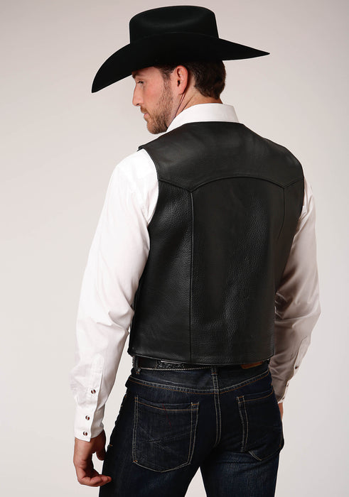 Men's Roper Black Genuine Leather Western Vest