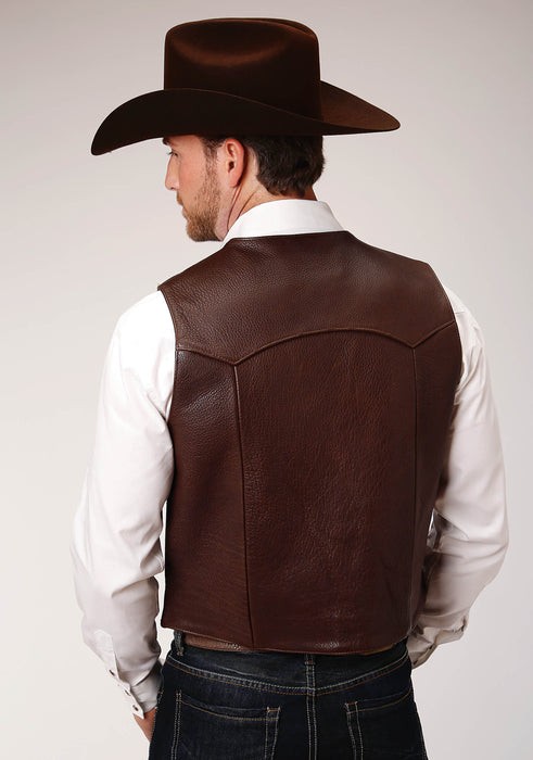 Men's Roper Brown Genuine Leather Western Vest