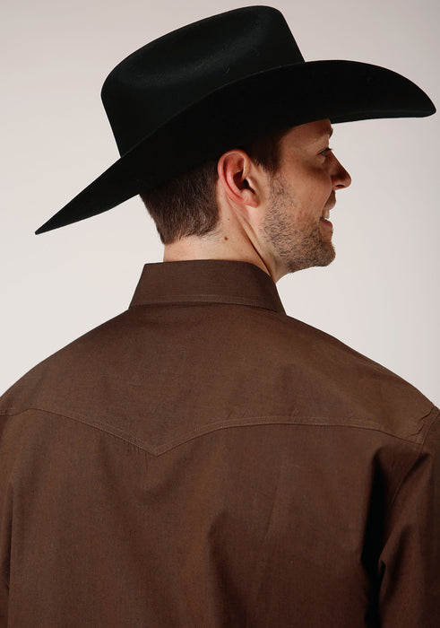 Men's Roper Solid Brown Western Shirt