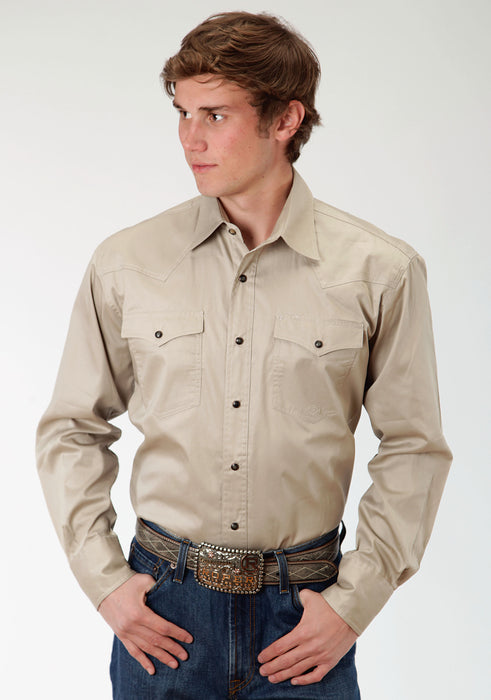 Men's Roper Solid Tan Western Shirt