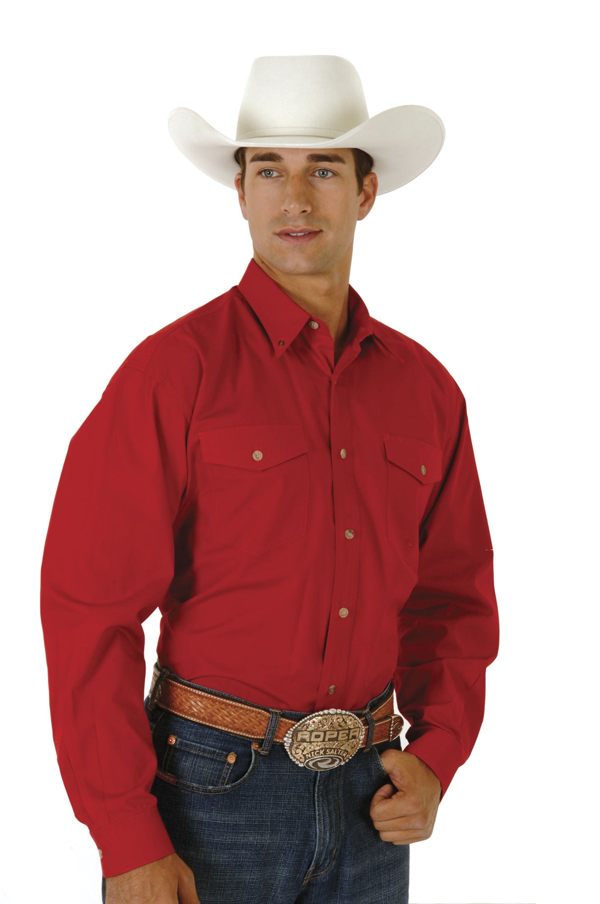 Roper Red Long Sleeve Button Up Big & Tall — Way Out West Trading Co