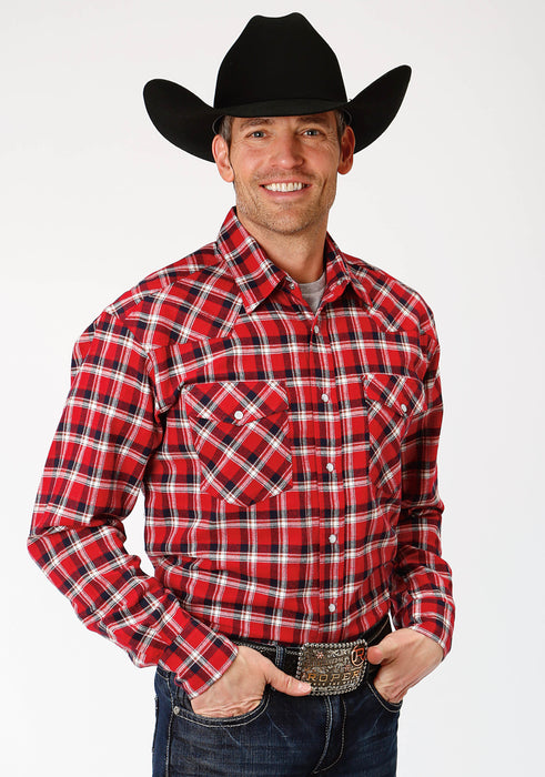Men's Roper Red Long Sleeve Snap Flannel - Big & Tall