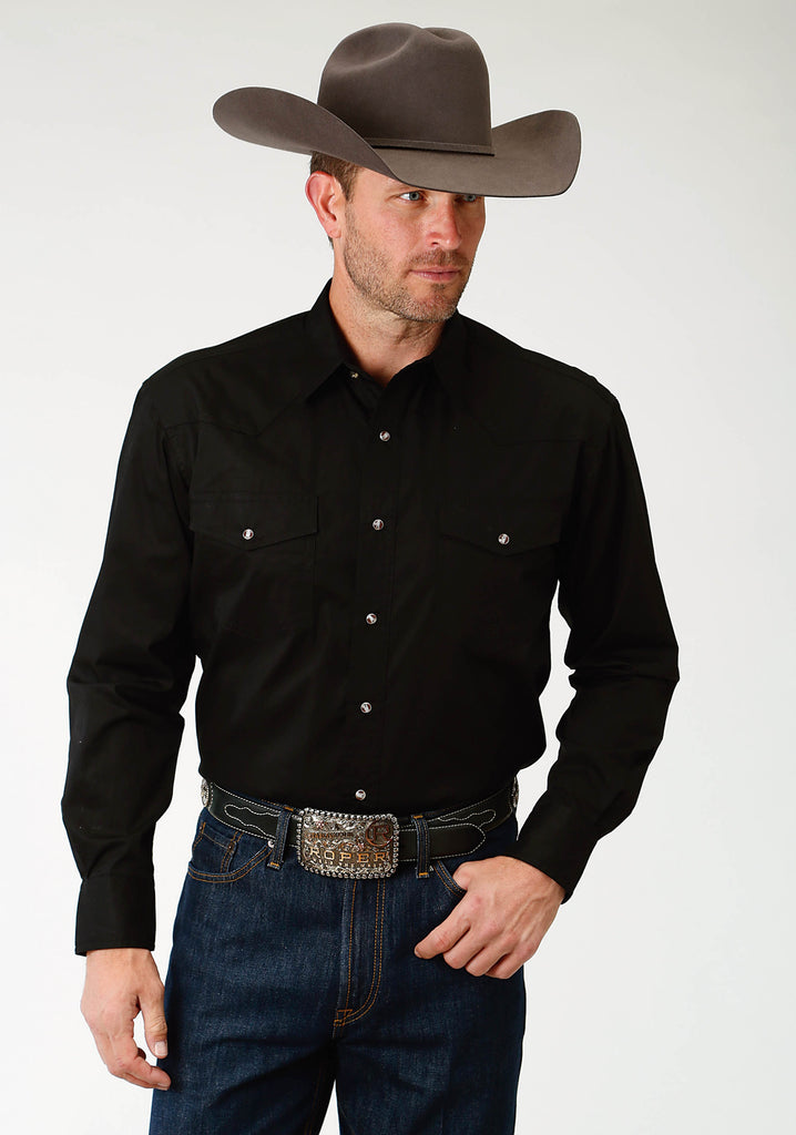 Roper Black Long Sleeve Snap - Big & Tall — Way Out West Trading Co