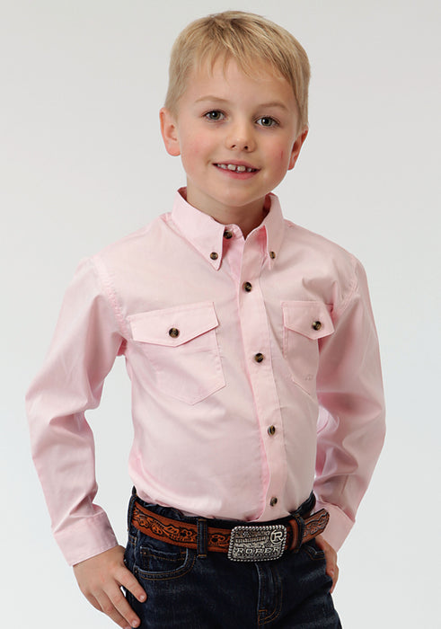 Boy's Roper Solid Pink Western Shirt