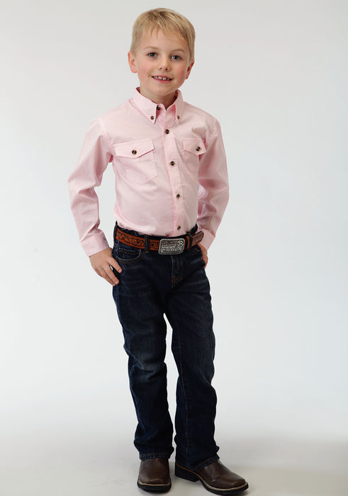 Boy's Roper Solid Pink Western Shirt