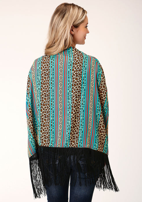 Roper Leopard Stripe Rayon Poncho