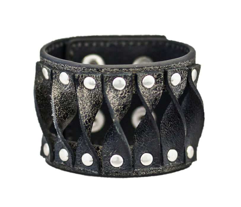 Stetson Black Leather Bracelet w/ Snap Cuff