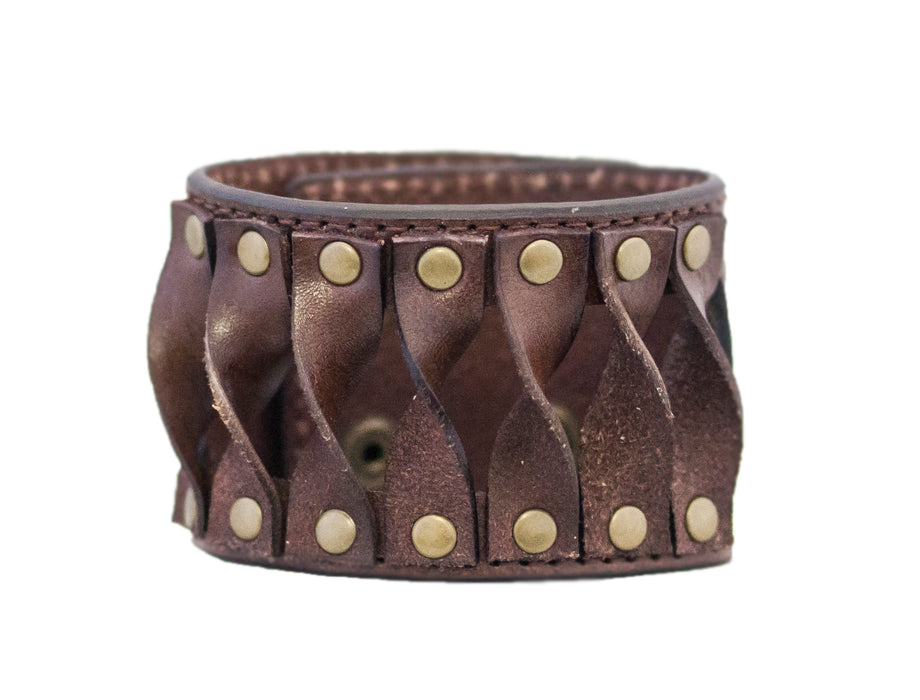 Stetson Brown Leather Bracelet w/ Snap Cuff