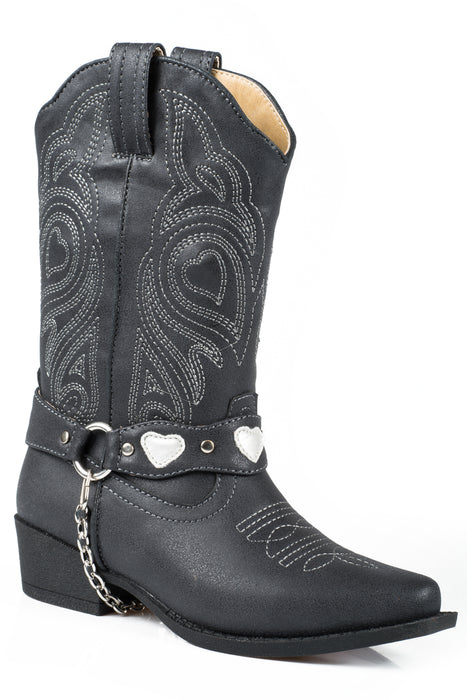 BLACK FAUX LEATHER HARNESS BOOT