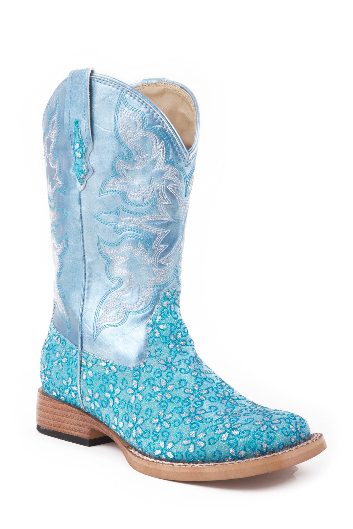 Girl's Roper Turquoise Floral Western Square Toe Boot — Way Out West ...