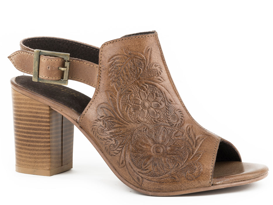 BEIGE FLORAL HAND TOOLED LEATHER
