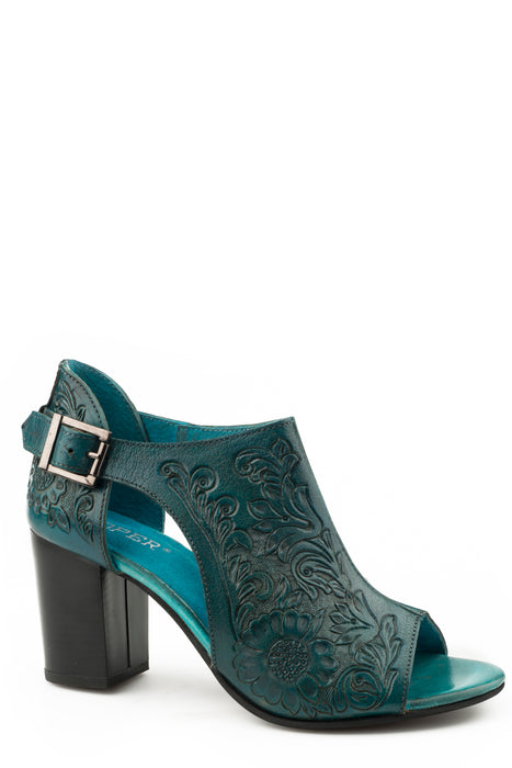 TURQUOISE FLORAL TOOLED LEATHER