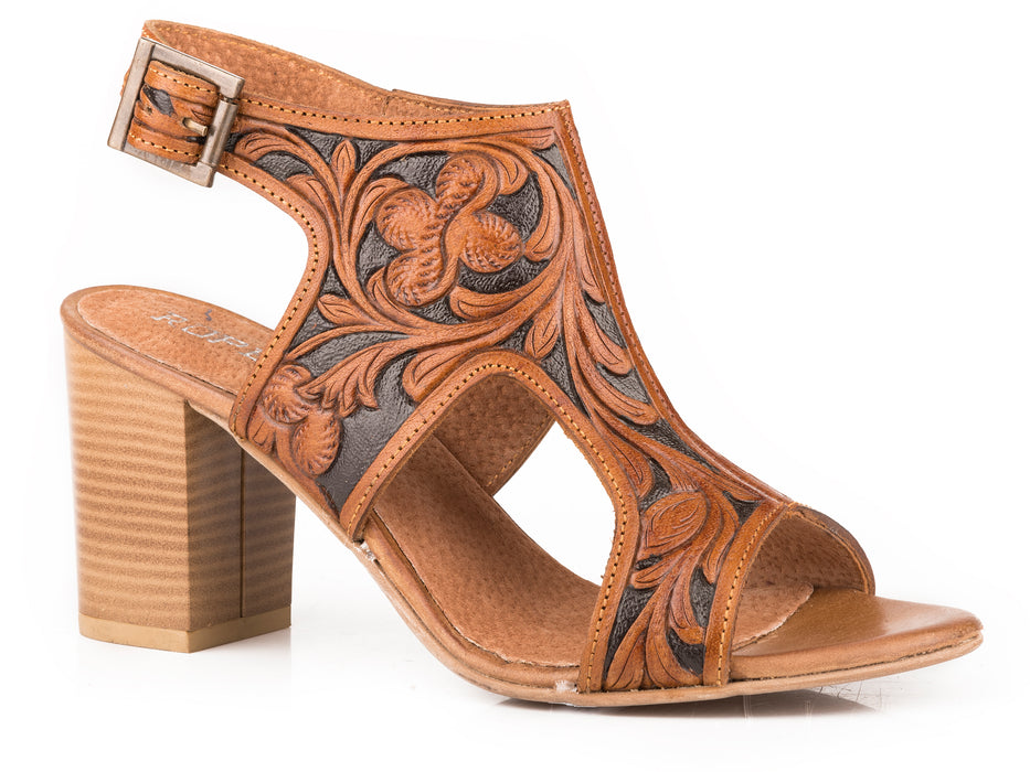 TAN FLORAL TOOLED LEATHER