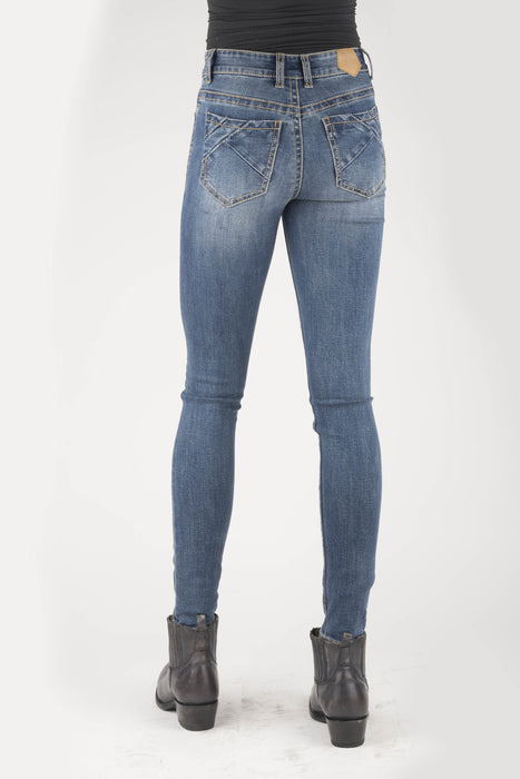 PIECED BACK PKT HIGH RISE SKINNY