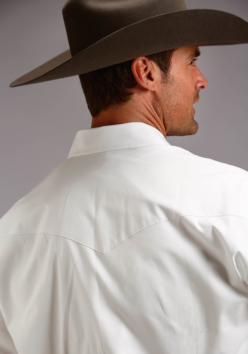 Men's Stetson White Solid Western Long Sleeve Shirt