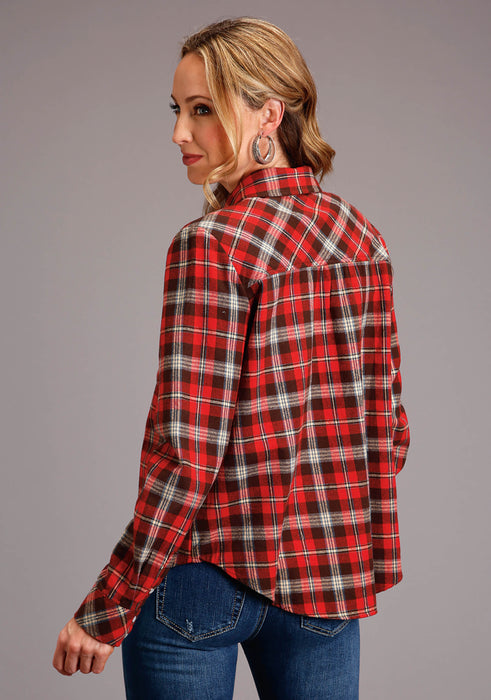 Stetson Red Long Sleeve Flannel Snap