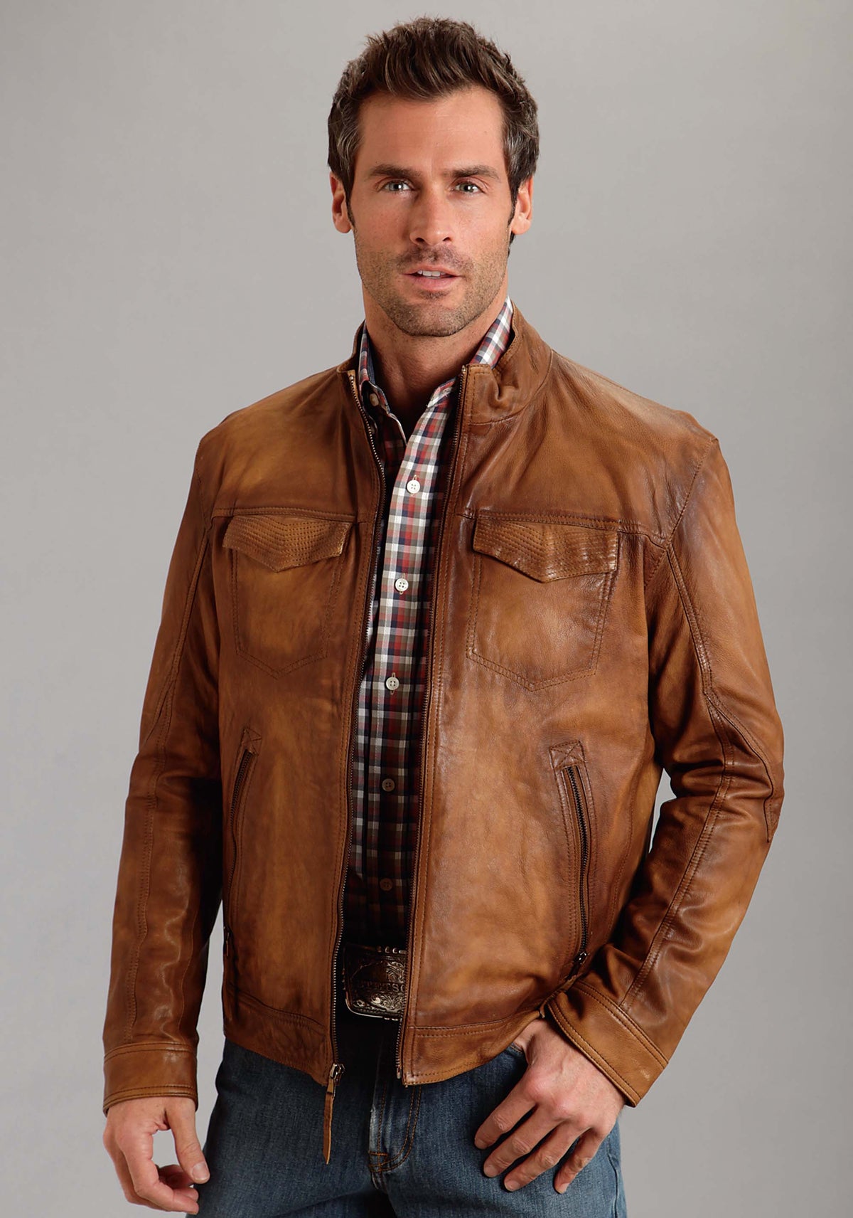 Men's Stetson Soft Distressed Leather Long Sleeve Jacket — Way Out West ...
